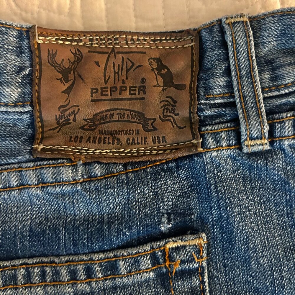 Vintage Chip & Pepper Jean Mini Skirt Size 31 mid-2000s vintage distressed
